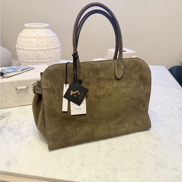 VIRAL CLAUDIA FIRENZE OLIVE GREEN SUEDE LEATHER TOTE SATCHEL BAG NWT - Picture 14 of 15